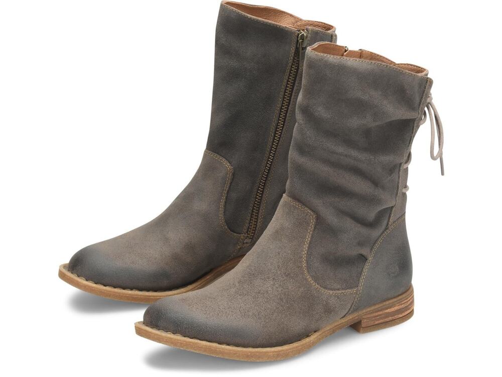 Born Shasta Corset women's boots Dark Grey Leather Suede Size 7.5 M